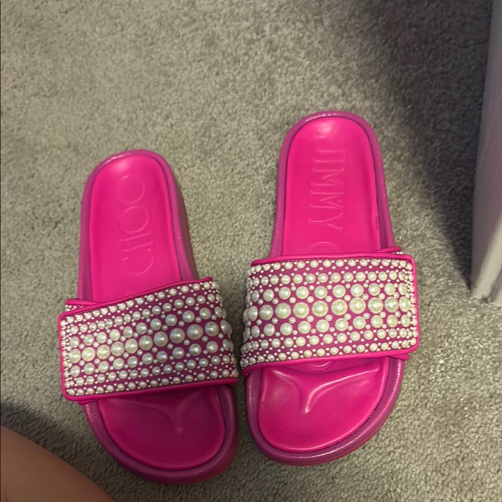 Jimmy Choo Fuchsia Pearl Slides
